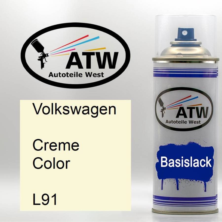 Volkswagen, Creme Color, L91: 400ml Sprühdose, von ATW Autoteile West.